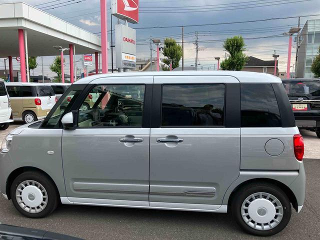 ムーヴキャンバスストライプスＧ　パノラマモニター標準装備！保証　新車保証・まごころ保証　１年間・走行距離無制限付き　走行距離１，４０５ｋｍ　ＣＤチューナー　パノラマモニター　両側電動スライドドア　シートヒーター　オートライト　ＬＥＤヘッドライト　スマートキー（東京都）の中古車