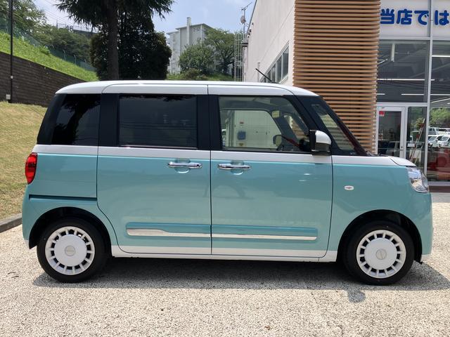 ムーヴキャンバスストライプスＧ　前席シートヒーター　キーフリーシステム保証　新車保証・まごころ保証　１年間・走行距離無制限付き　前席シートヒーター　キーフリーシステム　電動パーキングブレーキ　ホッとカップホルダー　コーナーセンサー（東京都）の中古車
