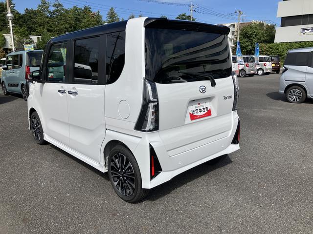 タントカスタムＲＳ　　７インチナビゲーション　パノラマモニター保証１年間距離無制限付き　両側電動スライドドア　ＬＥＤフォグランプ　ＬＥＤヘッドランプ　前席シートヒーター　電動パーキングブレーキ　全方位カメラ　シートバックテーブル　オートライト（東京都）の中古車