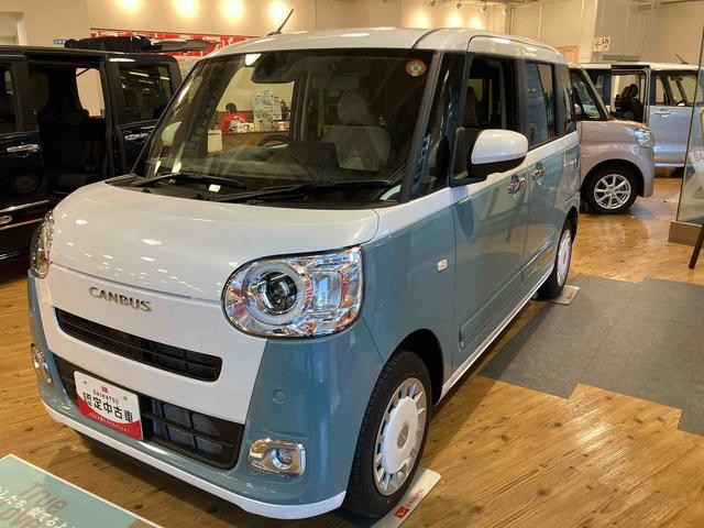 ムーヴキャンバスストライプスG パノラマモニター 純正7インチナビ スマアシ保証 新車保証・まごころ保証 1年間・走行距離無制限付き 両側パワースライドドア LEDヘッドランプ 置きラクボックス ホッとカップホルダー 運転席助手席シートヒーター 電動パーキングブレーキ(東京都)の中古車