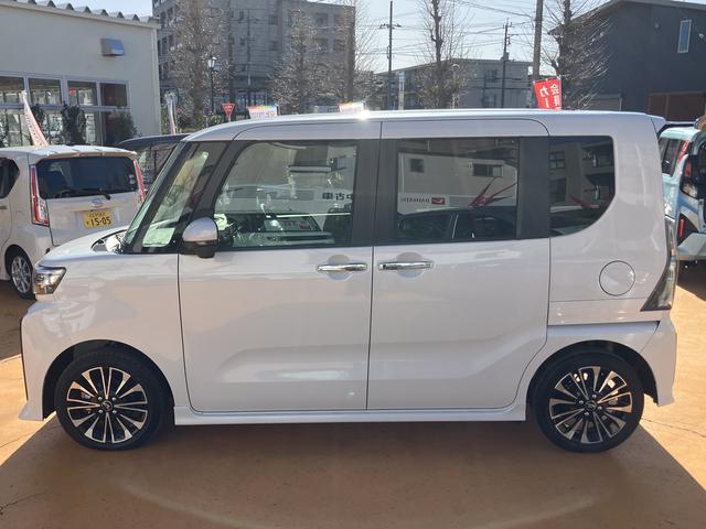 タントカスタムＲＳ　ＣＤチューナー　パノラマモニター対応カメラ保証　新車保証・まごころ保証　１年間・走行距離無制限付き　両側電動スライドドア　キーフリーシステム　ＬＥＤヘッドランプ　ＬＥＤフォグランプ　前席シートヒーター　電動パーキングブレーキ（東京都）の中古車