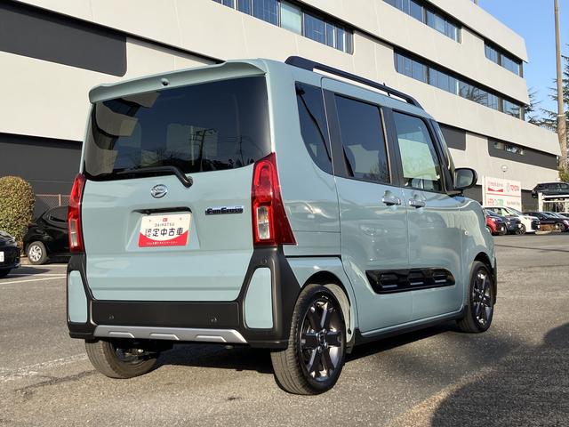 タントファンクロスターボ　両側電動スライドドア　シートヒーター保証　新車保証・まごころ保証　１年間・走行距離無制限付き　両側電動スライドドア　電動パーキングブレーキ　前席シートヒーター　ＬＥＤヘッドランプ　コーナーセンサー　キーフリーシステム（東京都）の中古車