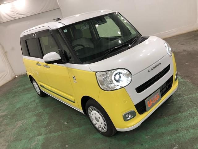 ムーヴキャンバスストライプスＧ　走行２８８３キロ／夢国ストライプ／マット１年保証距離無制限　走行距離２８８３キロ　ディスプレイオーディオ　パノラマモニター　純正マット　サイドエアバッグ　ＬＥＤヘッドランプ　アイドリングストップ　シートヒーター　両側電動スライドドア（埼玉県）の中古車