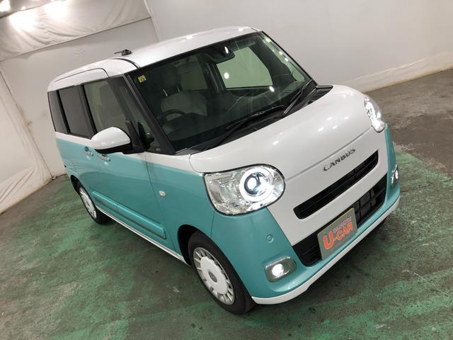 ムーヴキャンバスストライプスＧ　走行８７９４キロ／シートヒーター／純正マット１年保証距離無制限　走行距離８７９４キロ　ＵＳＢソケット　純正マット　サイドエアバッグ　ＬＥＤヘッドランプ　アイドリングストップ　シートヒーター　両側電動スライドドア　オート格納式ドアミラー（埼玉県）の中古車