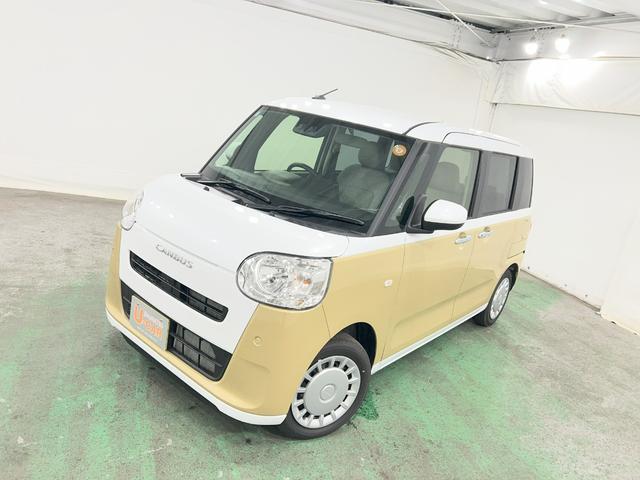 ムーヴキャンバスストライプスX 走行1557キロ/両側電動スライドドア1年保証距離無制限 走行距離1557キロ 純正マット サイドエアバッグ オートライト アイドリングストップ 両側電動スライドドア オート格納式ドアミラー キーフリー(埼玉県)の中古車