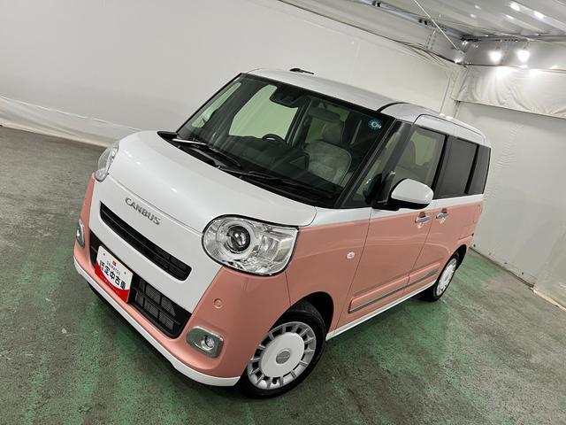 ムーヴキャンバスストライプスG 走行2366キロ/LEDヘッドランプ/マット禁煙車 ワンオーナー 1年保証距離無制限 新車保障継承 走行距離2366キロ 純正マット サイドエアバッグ LEDヘッドランプ アイドリングストップ シートヒーター 両側電動スライドドア(埼玉県)の中古車