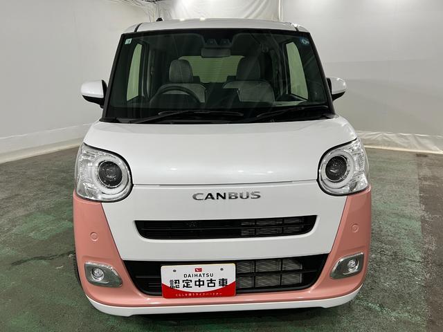 ムーヴキャンバスストライプスG 走行2366キロ/LEDヘッドランプ/マット禁煙車 ワンオーナー 1年保証距離無制限 新車保障継承 走行距離2366キロ 純正マット サイドエアバッグ LEDヘッドランプ アイドリングストップ シートヒーター 両側電動スライドドア(埼玉県)の中古車