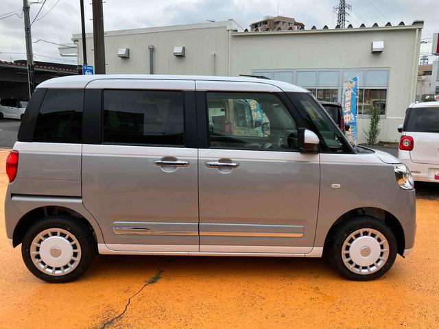ムーヴキャンバスストライプスＧターボ　届け出済み未使用車保証　新車保証・まごころ保証　１年間・走行距離無制限付き・オーディオレス車・両ドア電動スライドドア・ＬＥＤヘッドライト装備・シートヒーター装備（東京都）の中古車