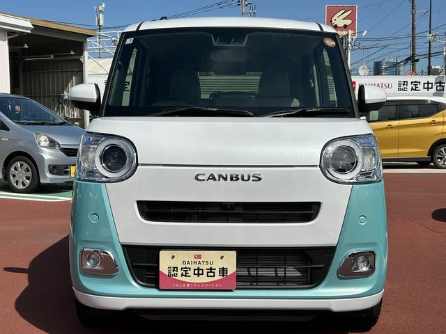 ムーヴキャンバスストライプスＧ　前席シートヒーター　電動パーキングブレーキ保証１年間距離無制限付き・ＬＥＤヘッドライト・両側電動スライドドア・シートヒーター・全周囲カメラ・電動パーキングブレーキ・ＬＥＤフォグランプ・キーフリーシステム・オートライト・オートハイビーム（東京都）の中古車