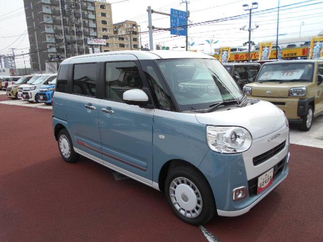 ムーヴキャンバスストライプスＧターボ　届け出済み未使用車４ＷＤ・ターボ・クルーズコントロール・全周囲カメラ・両側電動スライドドア・キーフリー（東京都）の中古車