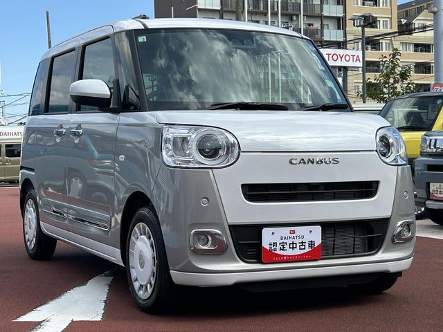 ムーヴキャンバスストライプスGターボ 7インチ純正ナビゲーション搭載!!保証 新車保証・まごころ保証 1年間・走行距離無制限付き・7インチナビ・パノラマカメラ・ドラレコ・ETC装備・LEDヘッドライト装備(東京都)の中古車