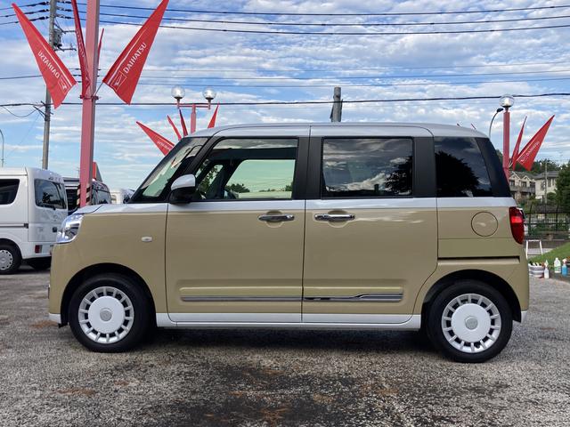 ムーヴキャンバスストライプスＧ　前席シートヒーター　電動パーキングブレーキ保証　新車保証・まごころ保証　１年間・走行距離無制限付き　前席シートヒーター　電動パーキングブレーキ　両側電動スライドドア　ＬＥＤヘッドランプ　ＬＥＤフォグランプ　キーフリーシステム（東京都）の中古車