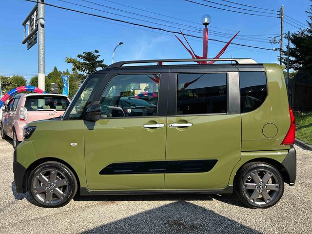 タントファンクロスターボ　届出済み未使用車　ディスプレイオーディオ保証　新車保証・まごころ保証　１年間・走行距離無制限付き　電動パーキングブレーキ　両側電動スライドドア　前席シートヒーター　コーナーセンサー　キーフリーシステム　シートバックテーブル（東京都）の中古車