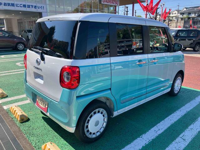 ムーヴキャンバスストライプスＧターボ　ディスプレイオーディオ　バックカメラ保証　新車保証・まごころ保証　１年間・走行距離無制限付き　９インチディスプレイオーディオ　バックカメラ　キーフリーシステム　両側電動スライドドア　前席シートヒーター　ＬＥＤヘッドランプ（東京都）の中古車