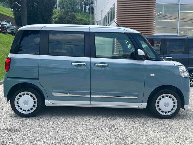ムーヴキャンバスストライプスGターボ 届け出済み未使用車保証 新車保証・まごころ保証 1年間・走行距離無制限付き・オーディオレス車・両ドア電動スライドドア・LEDヘッドライト装備・シートヒーター装備(東京都)の中古車