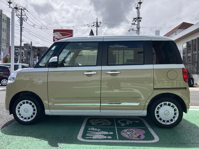 ムーヴキャンバスストライプスＧ　パノラマモニター対応カメラ保証　新車保証・まごころ保証　１年間・走行距離無制限付き　ＬＥＤヘッドライト　両側電動スライドドア　キーフリー　サイドエアバック　コーナーセンサー　衝突回避支援ブレーキ（東京都）の中古車