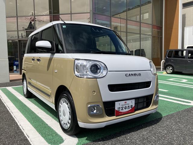 ムーヴキャンバスストライプスＧ　パノラマモニター対応カメラ保証　新車保証・まごころ保証　１年間・走行距離無制限付き　ＬＥＤヘッドライト　両側電動スライドドア　キーフリー　サイドエアバック　コーナーセンサー　衝突回避支援ブレーキ（東京都）の中古車