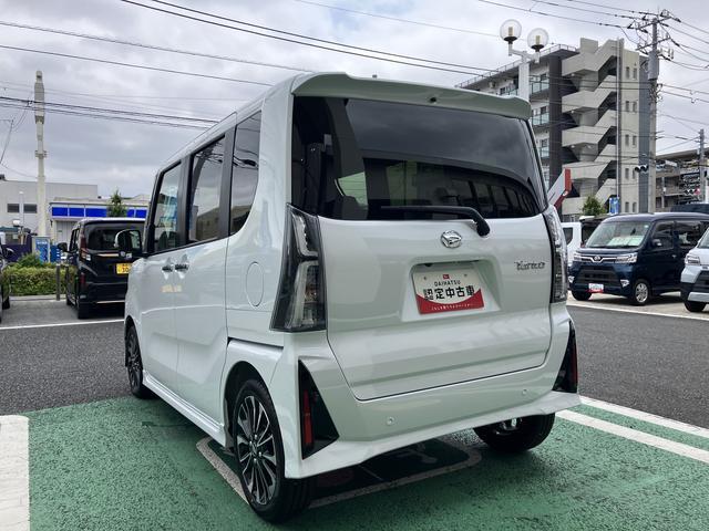 タントカスタムＲＳ　ターボ　両側電動スライドドア保証　新車保証・まごころ保証　１年間・走行距離無制限付き　ＬＥＤヘッドライト　ＬＥＤフォグランプ　キーフリー　シートヒーター　コーナーセンサー　衝突回避支援ブレーキ（東京都）の中古車