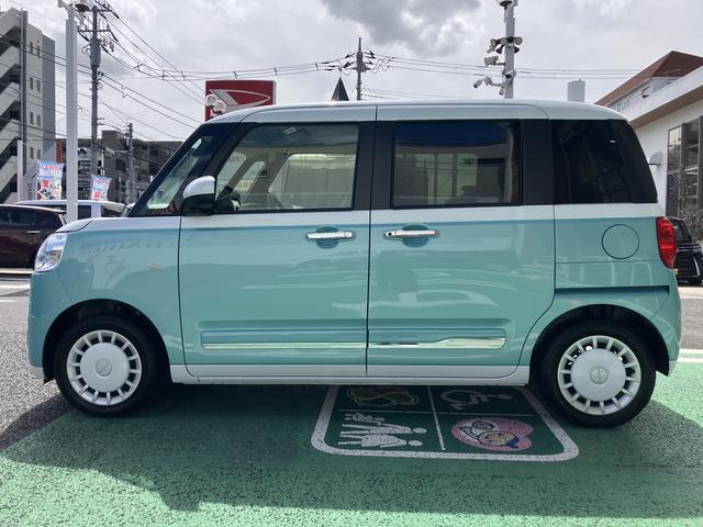 ムーヴキャンバスストライプスＧ　パノラマモニター対応カメラ保証　新車保証・まごころ保証　１年間・走行距離無制限付き　ＬＥＤヘッドライト　両側電動スライドドア　サイドエアバック　キーフリー　衝突回避支援ブレーキ（東京都）の中古車