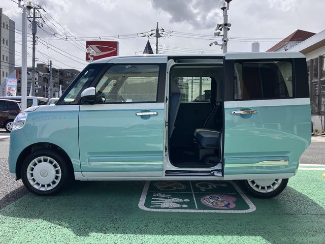 ムーヴキャンバスストライプスＧ　パノラマモニター対応カメラ保証　新車保証・まごころ保証　１年間・走行距離無制限付き　ＬＥＤヘッドライト　両側電動スライドドア　サイドエアバック　キーフリー　衝突回避支援ブレーキ（東京都）の中古車