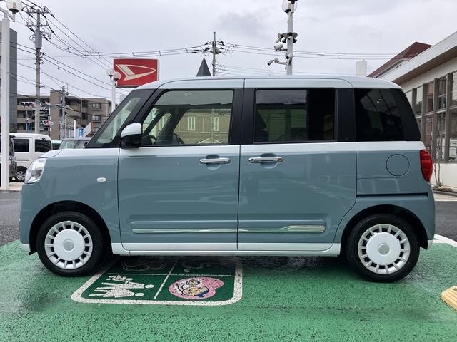 ムーヴキャンバスストライプスＧ　パノラマモニター　フロントシートヒーター保証　新車保証・まごころ保証　１年間・走行距離無制限付き　純正ＣＤチューナー　ＬＥＤヘッドライト　パノラマモニター　フロントシートヒーター　電動パーキングブレーキ　両側電動スライドドア　キーフリー（東京都）の中古車