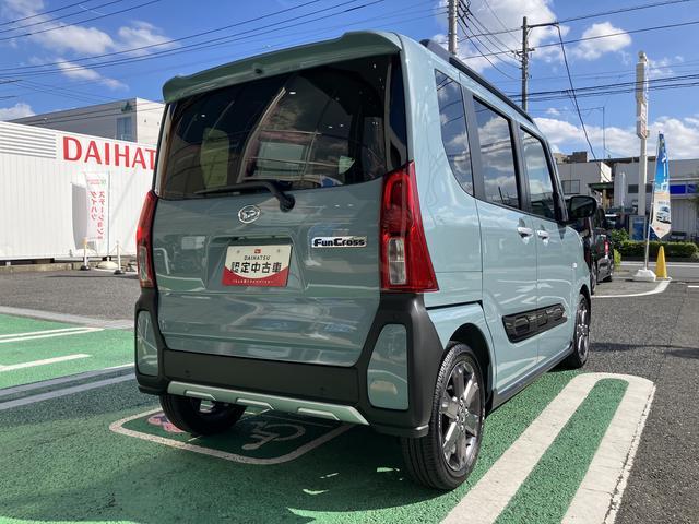 タントファンクロスターボ　カーナビ　ＥＴＣ　ドライブレコーダー保証　新車保証・まごころ保証　１年間・走行距離無制限付き　純正７インチエントリーナビ　ＥＴＣ車載器　ナビ連動前後録画ドライブレコーダー　両側電動スライドドア　フロントシートヒーター　電動サイドブレーキ（東京都）の中古車