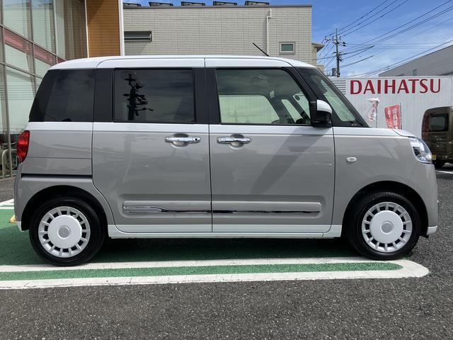 ムーヴキャンバスストライプスＧ　電動サイドブレーキ　フロントシートヒーター保証　新車保証・まごころ保証　１年間・走行距離無制限付き　純正ＣＤチューナー　フロントシートヒーター　両側電動スライドドア　ホールド機能付き電動サイドブレーキ　ＬＥＤヘッドライト　キーフリー（東京都）の中古車