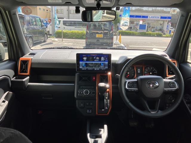 タフトＧターボ　カーナビ　ＥＴＣ　ドライブレコーダー中古車保証・距離無制限、１年付き　純正９インチスタイリッシュナビ　ＥＴＣ車載器　ナビ連動前後録画ドライブレコーダー　パノラマモニター　フロントシートヒーター　ルーフキャリア　電動サイドブレーキ（東京都）の中古車