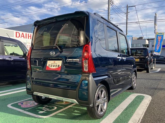 タントファンクロスターボ　カーナビ　ＥＴＣ　ドライブレコーダー保証　新車保証・まごころ保証　１年間・走行距離無制限付き　純正７インチエントリーナビ　ＥＴＣ車載器　ナビ連動前後録画ドライブレコーダー　バックモニター　両側電動スライドドア　フロントシートヒーター（東京都）の中古車