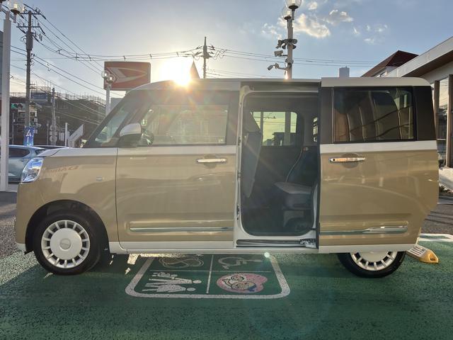 ムーヴキャンバスストライプスG フロントシートヒーター ツートンカラー中古車保証・距離無制限、1年付き 純正CDチューナー フロントシートヒーター 両側電動スライドドア ホールド機能付き電動サイドブレーキ LEDヘッドライト ほっとカップホルダー コーナーセンサー(東京都)の中古車
