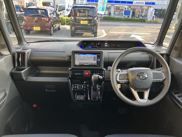 タントカスタムRS カーナビ ETC ドライブレコーダー保証 新車保証・まごころ保証 1年間・走行距離無制限付き 純正7インチエントリーナビ ETC車載器 ナビ連動前後録画ドライブレコーダー フロントシートヒーター 両側電動スライドドア 電動パーキング(東京都)の中古車