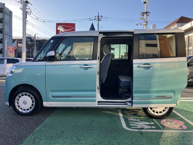 ムーヴキャンバスストライプスG フロントシートヒーター 電動サイドブレーキ中古車保証・距離無制限、1年付き オートライト LEDヘッドライト LEDフォグランプ キーフリー 両側電動スライドドア フロントシートヒーター ホールド機能付き電動サイドブレーキ カーペットマット(東京都)の中古車