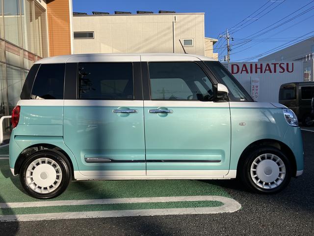 ムーヴキャンバスストライプスG フロントシートヒーター 電動サイドブレーキ中古車保証・距離無制限、1年付き オートライト LEDヘッドライト LEDフォグランプ キーフリー 両側電動スライドドア フロントシートヒーター ホールド機能付き電動サイドブレーキ カーペットマット(東京都)の中古車