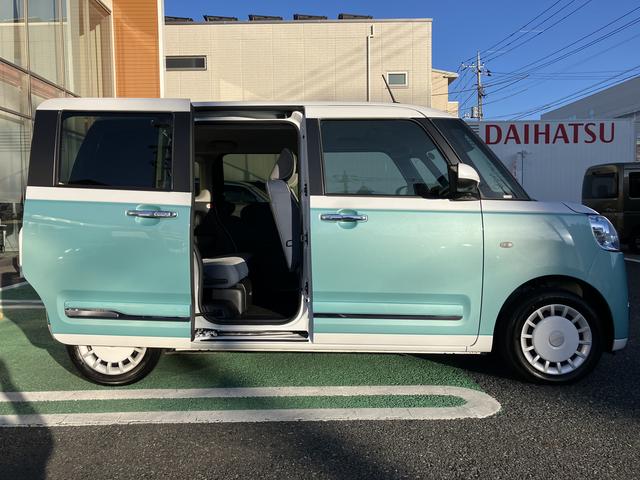 ムーヴキャンバスストライプスG フロントシートヒーター 電動サイドブレーキ中古車保証・距離無制限、1年付き オートライト LEDヘッドライト LEDフォグランプ キーフリー 両側電動スライドドア フロントシートヒーター ホールド機能付き電動サイドブレーキ カーペットマット(東京都)の中古車