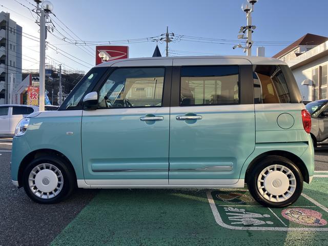 ムーヴキャンバスストライプスG フロントシートヒーター 電動サイドブレーキ中古車保証・距離無制限、1年付き オートライト LEDヘッドライト LEDフォグランプ キーフリー 両側電動スライドドア フロントシートヒーター ホールド機能付き電動サイドブレーキ カーペットマット(東京都)の中古車