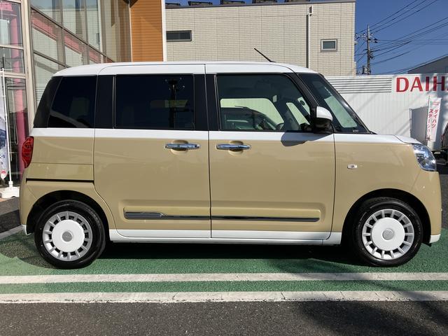 ムーヴキャンバスストライプスG フロントシートヒーター キーフリー保証 新車保証・まごころ保証 1年間・走行距離無制限付き 純正CDチューナー フロントシートヒーター 両側電動スライドドア LEDヘッドライト ホールド機能付き電動サイドブレーキ カーペットマット(東京都)の中古車