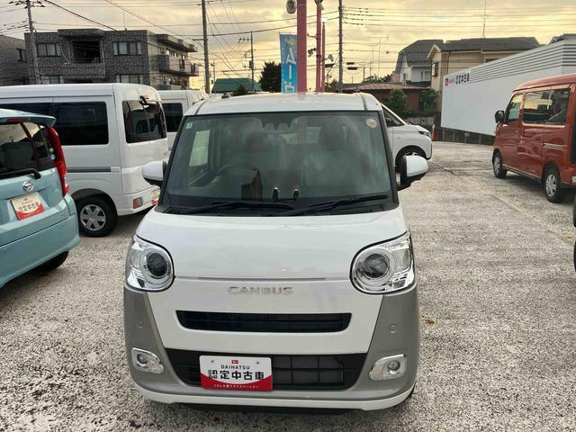 ムーヴキャンバスストライプスＧ　前席シートヒーター　ＬＥＤヘッドランプ保証　新車保証・まごころ保証　１年間・走行距離無制限付き　キーフリーシステム　前席シートヒーター　電動パーキングブレーキ　両側電動スライドドア　ＬＥＤヘッドランプ　ＬＥＤフォグランプ（東京都）の中古車