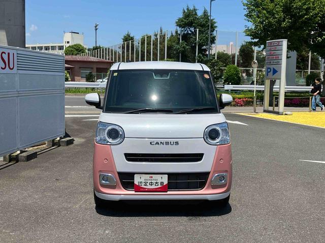 ムーヴキャンバスストライプスＧターボ　純正７インチナビ　クルーズコントロール保証１年間距離無制限付き　電動パーキングブレーキ　ＬＥＤヘッドランプ　ＬＥＤフォグランプ　前席シートヒーター　ホッとカップホルダー　ＵＳＢ電源ソケット　オートライト　両側電動スライドドア（東京都）の中古車