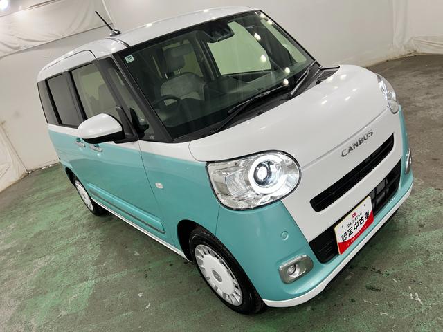 ムーヴキャンバスストライプスＧ　走行２６８２キロ／クリアランスソナー一年保証・走行距離無制限　走行２６８２キロ　サイドエアバック　クリアランスソナー　オートマチックハイビーム　オートライト　ＬＥＤヘッドライト　ベンチシート　シートヒーター　両側電動スライドドア（埼玉県）の中古車