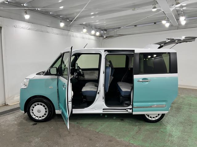 ムーヴキャンバスストライプスＧ　走行２６８２キロ／クリアランスソナー一年保証・走行距離無制限　走行２６８２キロ　サイドエアバック　クリアランスソナー　オートマチックハイビーム　オートライト　ＬＥＤヘッドライト　ベンチシート　シートヒーター　両側電動スライドドア（埼玉県）の中古車