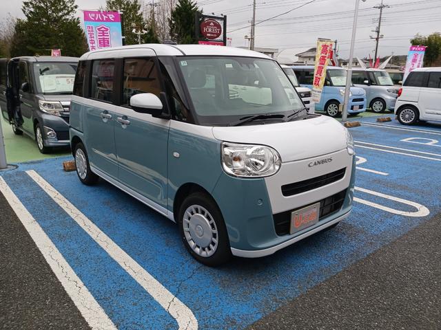ムーヴキャンバスストライプスＸ／走行１７１３キロ／バックカメラ１年保証・走行距離無制限　走行距離１７１３キロ　バックカメラ　キーフリー電動ドアミラー（埼玉県）の中古車