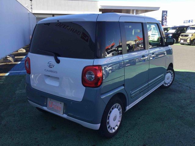 ムーヴキャンバスストライプスＧ　走行１９８３キロ一年保証・走行距離無制限　走行１９８３キロ　左右電動スライドドア　シートヒーター　ＬＥＤヘッドライト　オートライト　アイドリングストップ　ベンチシート（埼玉県）の中古車