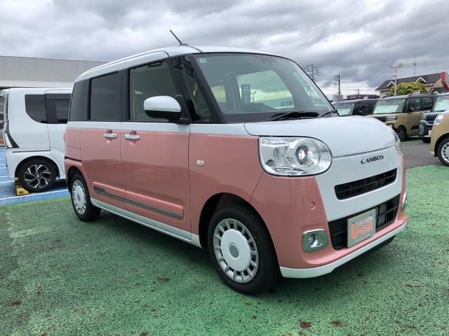 ムーヴキャンバスストライプスGターボ 走行1330キロ/両側電動スライドドア一年保証・走行距離無制限 走行1330キロ サイドエアバック クリアランスソナー オートマチックハイビーム オートライト LEDヘッドライト ベンチシート シートヒーター 両側電動スライドドア(埼玉県)の中古車