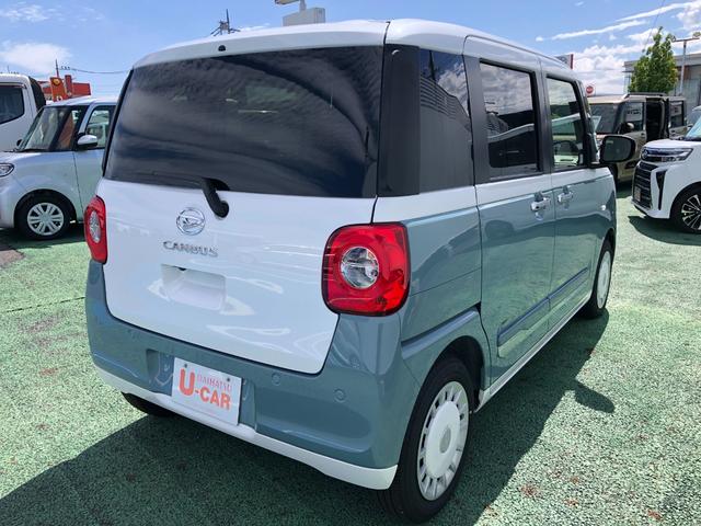 ムーヴキャンバスストライプスGターボ 走行1681キロ/両側電動スライドドア一年保証・走行距離無制限 走行1681キロ サイドエアバック クリアランスソナー オートマチックハイビーム オートライト LEDヘッドライト ベンチシート シートヒーター 両側電動スライドドア(埼玉県)の中古車