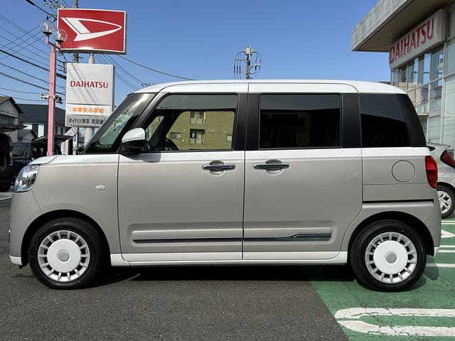 ムーヴキャンバスストライプスＧターボ　純正ナビ　バックカメラ　ＥＴＣ車載器保証　新車保証・まごころ保証　１年間・走行距離無制限付き　純正７インチナビ　ＥＴＣ車載器　バックカメラ　ＬＥＤヘッドランプ　アダプティブクルーズコントロール　両側電動スライドドア　キーフリー（東京都）の中古車