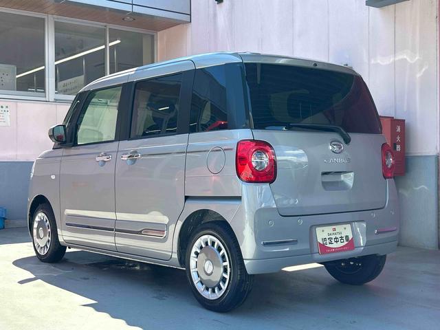 ムーヴキャンバスセオリーＧ　パノラマモニター・キーフリーキー付保証　新車保証・まごころ保証　１年間・走行距離無制限付き　誤発進抑制装置　電動格納式ミラー　ＬＥＤランプ　全方位モニター　両側電動スライドドア　シートヒーター　盗難防止装置　オートライト　ワンオーナー（東京都）の中古車