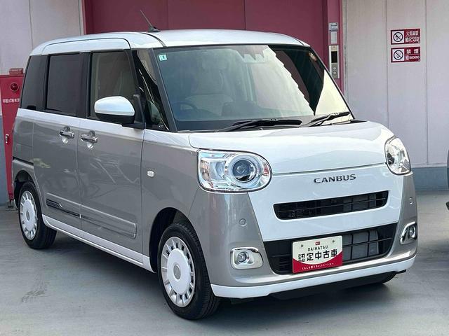 ムーヴキャンバスストライプスＧ　パノラマモニター・キーフリー付保証　新車保証・まごころ保証　１年間・走行距離無制限付き　両側自動ドア　パノラミックビューモニター　前後障害物センサー　衝突軽減ブレーキシステム　禁煙　イモビライザー　アイドリングＳ　電格ミラー（東京都）の中古車