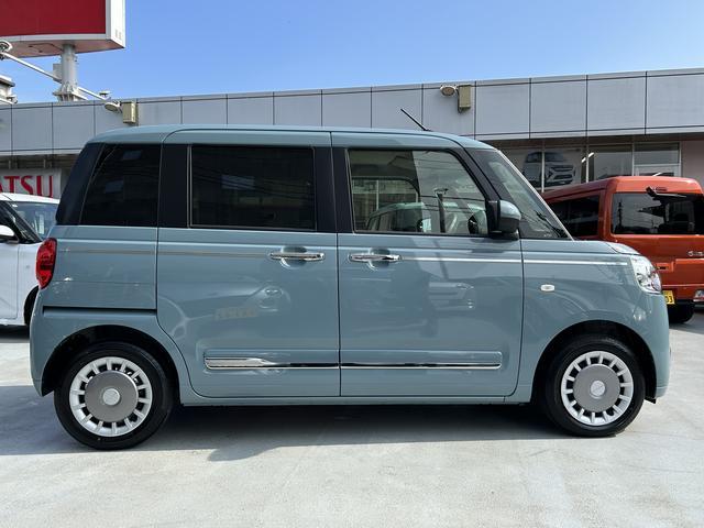 ムーヴキャンバスセオリーＧ　ＣＤチューナー・パノラマモニター付保証　新車保証・まごころ保証　１年間・走行距離無制限付き　前後ソナー　全方位モニター　衝突軽減ブレーキ　電動格納式ミラー　ＬＥＤヘッド　シートヒーター　両側オートスライドドア　禁煙　キーフリー（東京都）の中古車