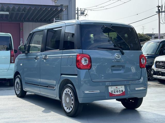 ムーヴキャンバスセオリーＧ　ＣＤチューナー・パノラマモニター付保証　新車保証・まごころ保証　１年間・走行距離無制限付き　前後ソナー　全方位モニター　衝突軽減ブレーキ　電動格納式ミラー　ＬＥＤヘッド　シートヒーター　両側オートスライドドア　禁煙　キーフリー（東京都）の中古車