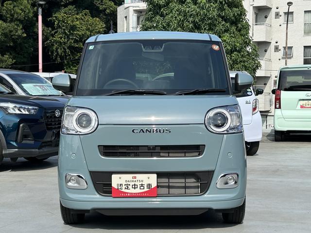 ムーヴキャンバスセオリーＧ　ＣＤチューナー・パノラマモニター付保証　新車保証・まごころ保証　１年間・走行距離無制限付き　前後ソナー　全方位モニター　衝突軽減ブレーキ　電動格納式ミラー　ＬＥＤヘッド　シートヒーター　両側オートスライドドア　禁煙　キーフリー（東京都）の中古車